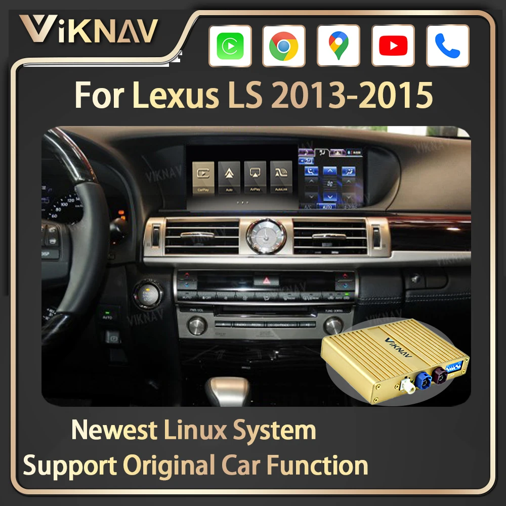 Viknav Linux For Lexus LS 2013-2015 OEM12.3 Inch Car Decoder Box Interface Wireless Apple CarPlay DVD Android Auto（Half Screen）