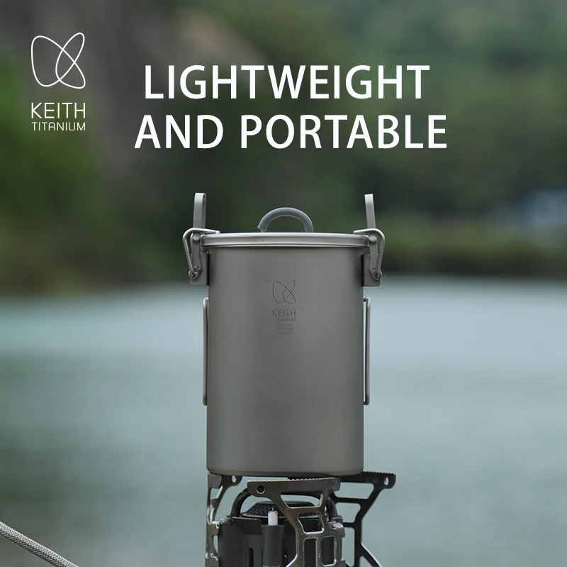 KEITH Pure Titanium Rice Cooker, 900ml Ultralight Portable Cooking Pot, Multi-functional Outdoor Camping Rice Pot for Hiking - view 4