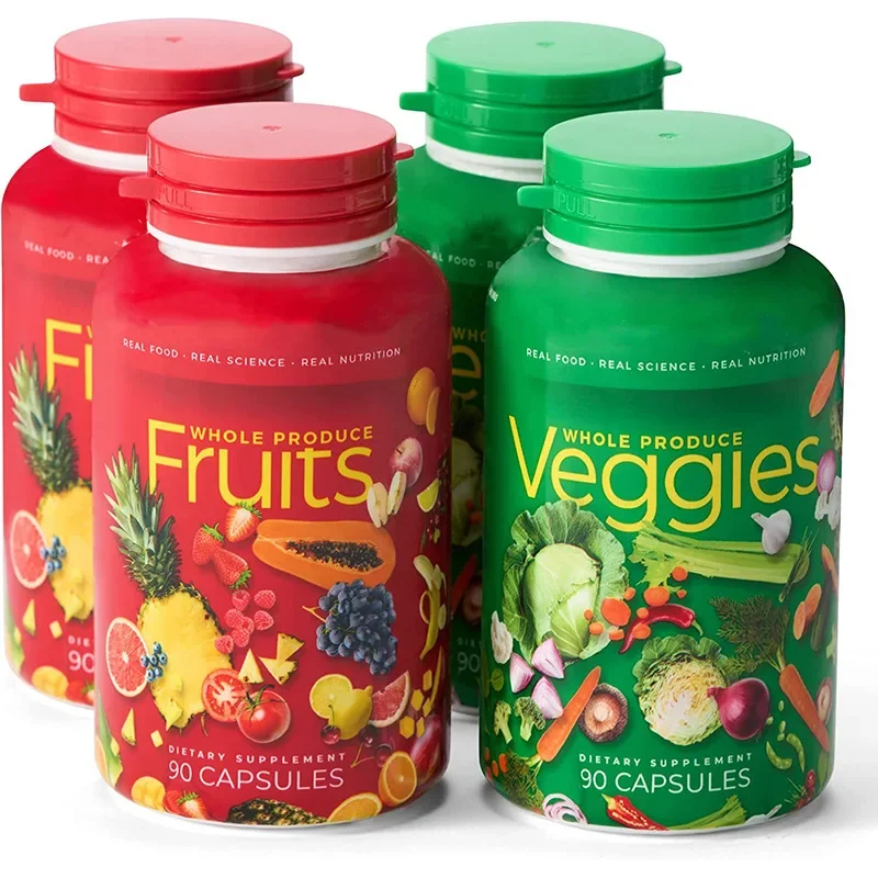 Fruit and Vegetable Capsule Vitamin Supplement Filled with Vitamins and Minerals