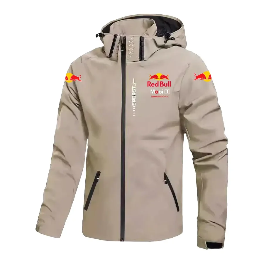 

New Windbreaker Jacket Men's Waterproof Hoodie Large-Sized Loose RedBull Logo Motorcycle Jacket Windproof Sportswear Racing Suit