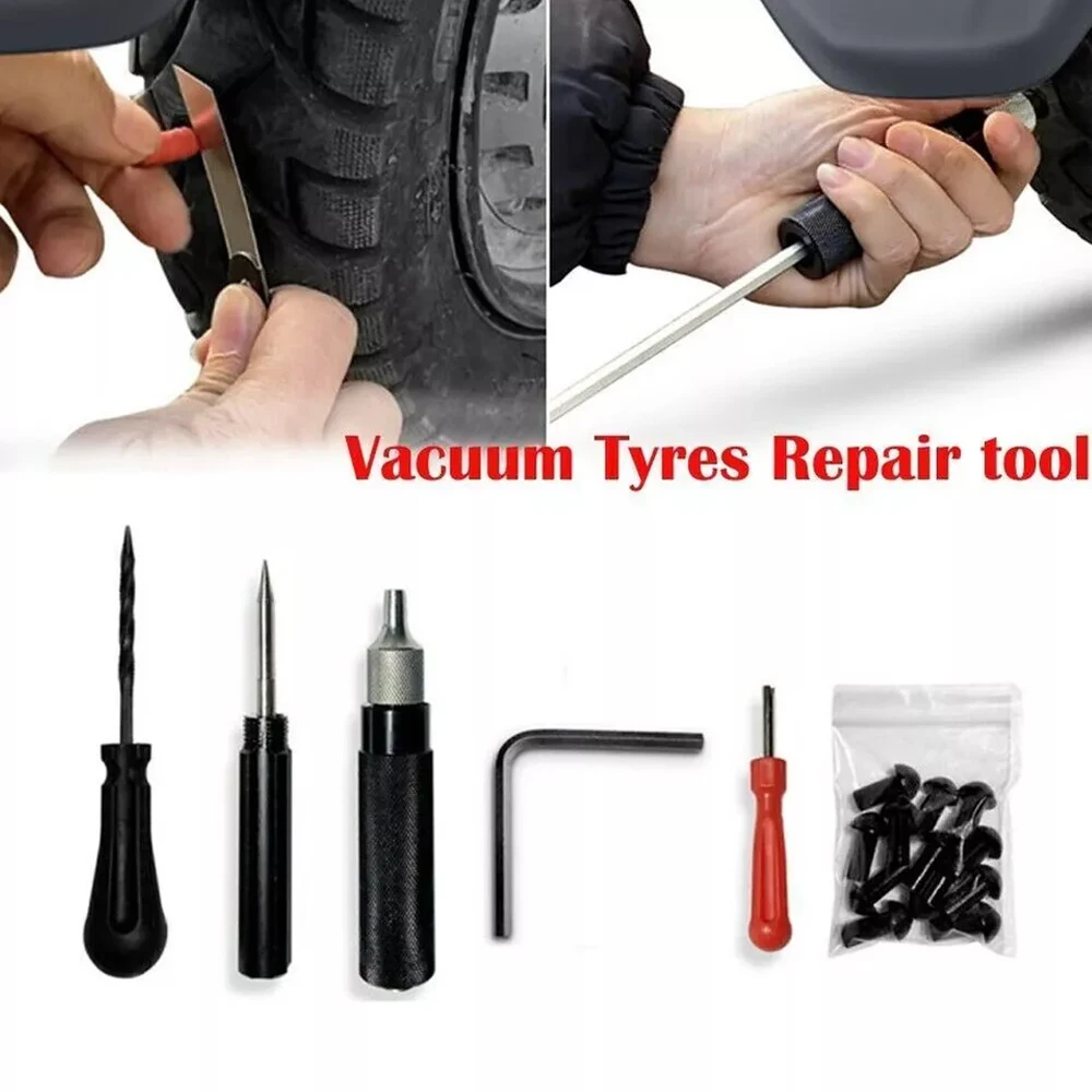 17PCS Outer Tire Puncture Repair Kit Mushroom Plug Tool Motorcycle Scooter Bike Car Motorcycle Tire Repair Plug Tool