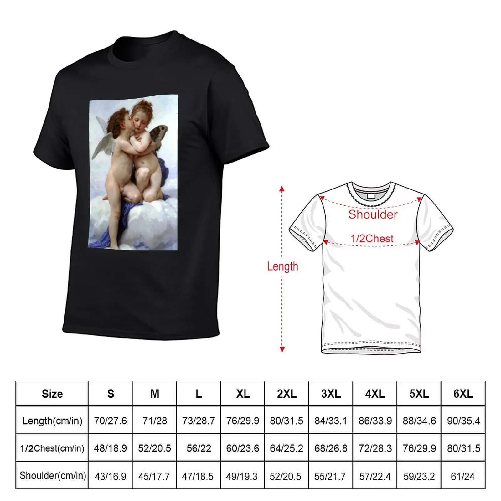 The First Kiss - L'Amour et Psyché, enfants - William Adolphe Bouguereau T-Shirt kawaii clothes mens fashion