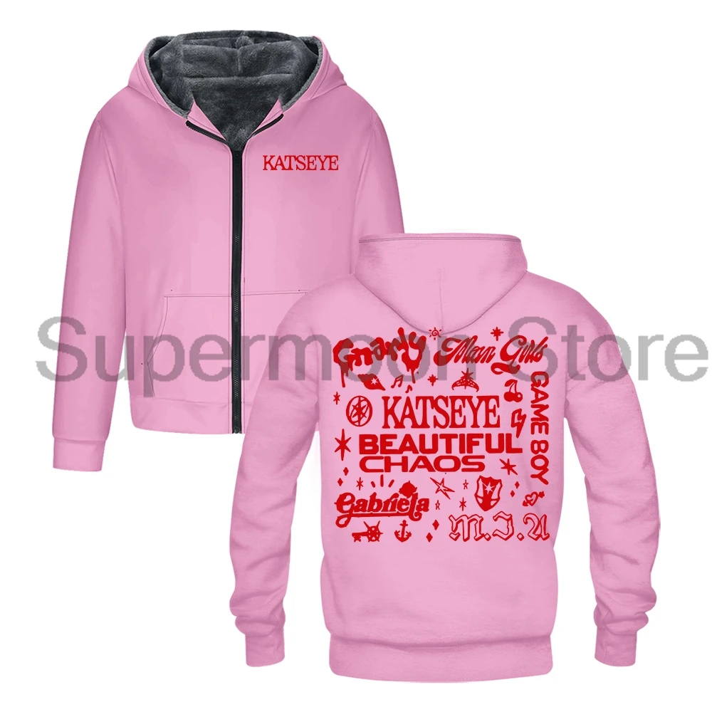سترة Kpop Katseye Beautiful Chaos Album Merch بسحاب وأكمام طويلة ملابس الشارع الشهير للرجال والنساء معطف شتوي سترات