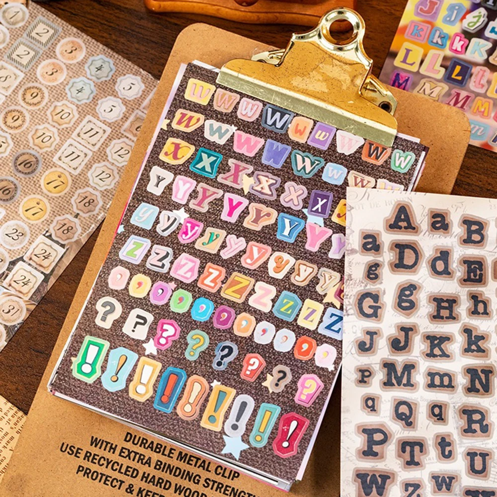 30pcs/set Cartoon Stickers Book Letters Numbers Patterns Sticker Book Diy Handmade Scrapbook Aesthetic Stationery Office Supplie