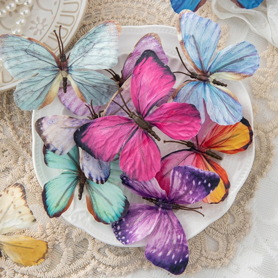 

50/100PCS Artificial Fluorescent Butterfly Home Living Room Decor Christmas Wedding Bride Accessory Headwear DIY Colorful Brooch