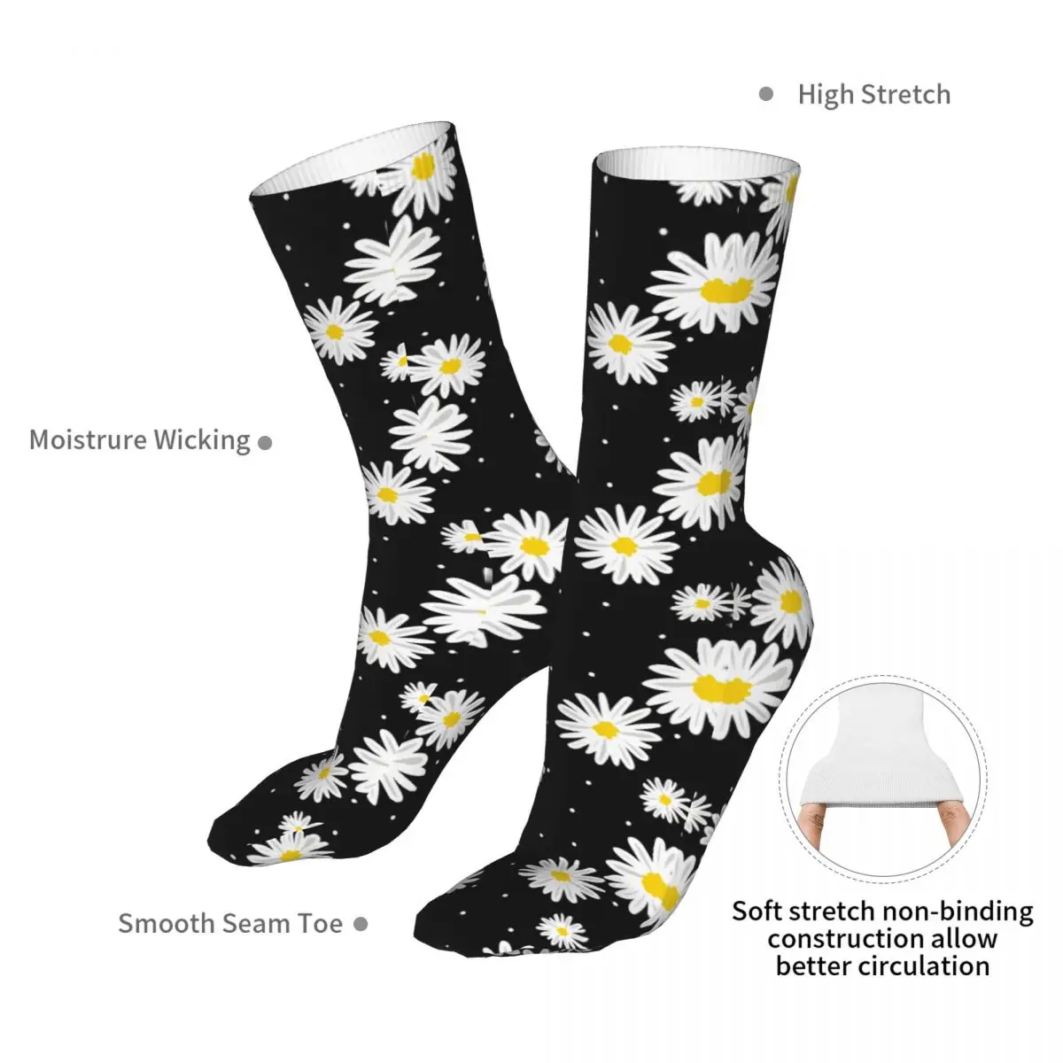 Female Sports Daisy Flower Socks Cotton Compression Woman Sock