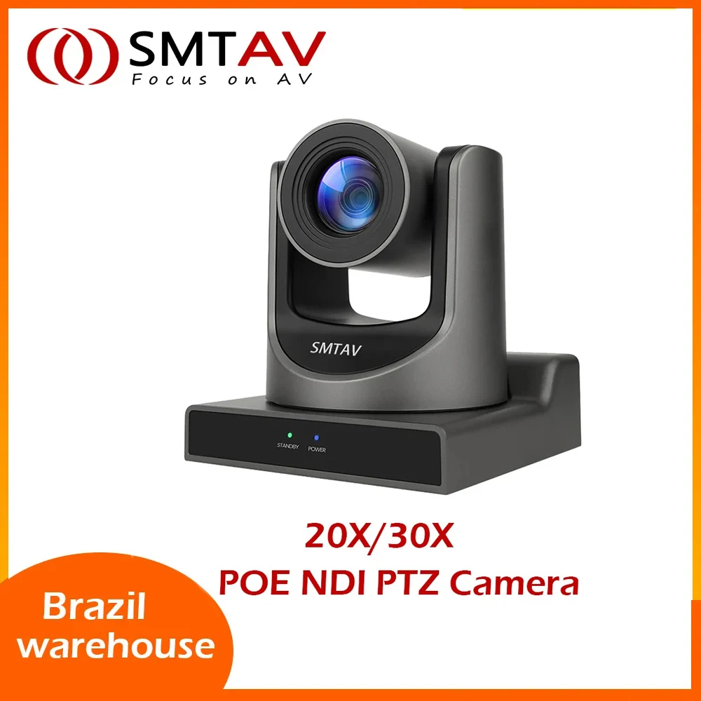 SMTAV-AI Rastreamento NDI HX Câmera IP, 20x 30x Câmera de Vídeo Conferência com POE HDMI SDI Saída USB, ptz Igreja Broadcasting