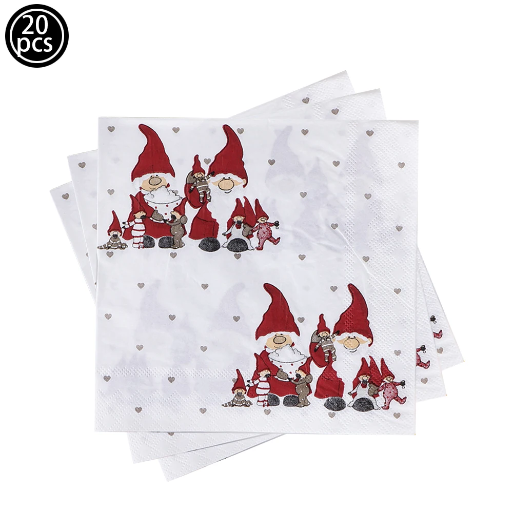 4Styles Assorted Christmas Disposable Napkins Snowman Santa Claus Christmas Tree Elk Napkins for Xmas Table Decor Party Supplies