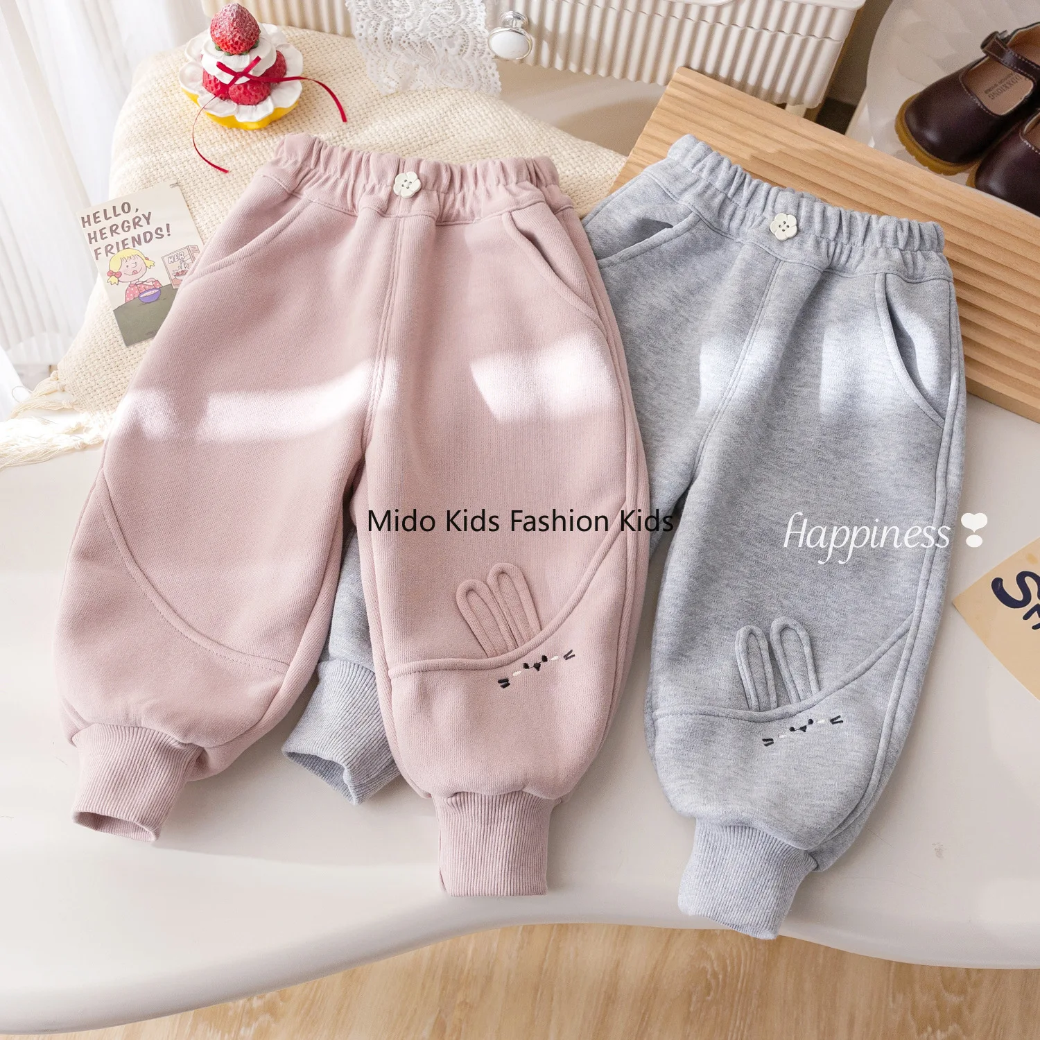 

Girls' Fleece-Lined Thermal Trousers Arrival Children's One-Piece Fleece Casual Trousers Baby Winter Warmth Sports Trousers