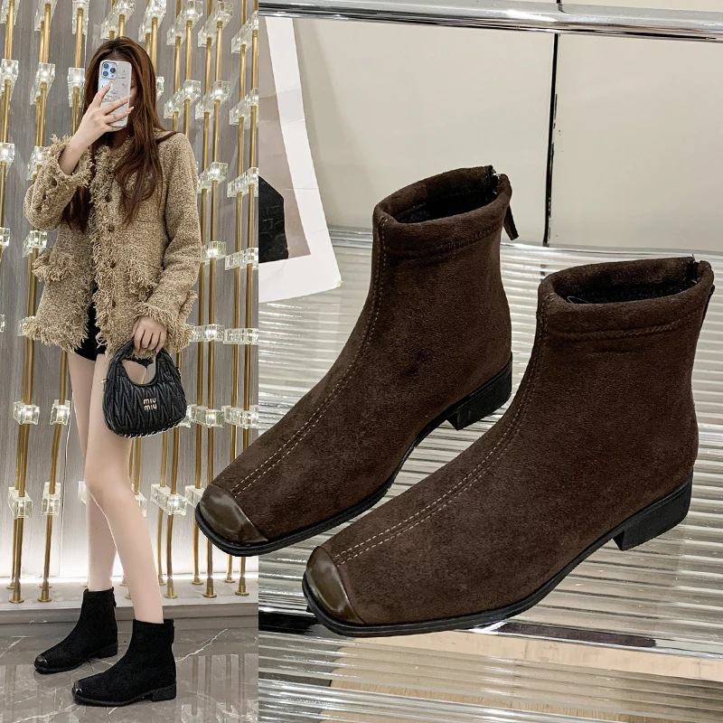 

Women's Shoes 2025 High Quality Mid-Calf Women's Boots Fashion Back Zip Modern Boots Women Hot Sale Solid Shoes for Womenzapatos
