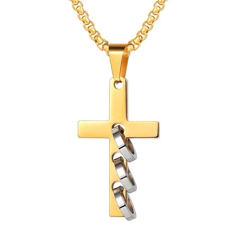

Stainless Steel Cross Necklace for Men Women Gold Plated Christian Lucky Amulet Accessaries Hot Sale Birthday Party Jewlery Gift