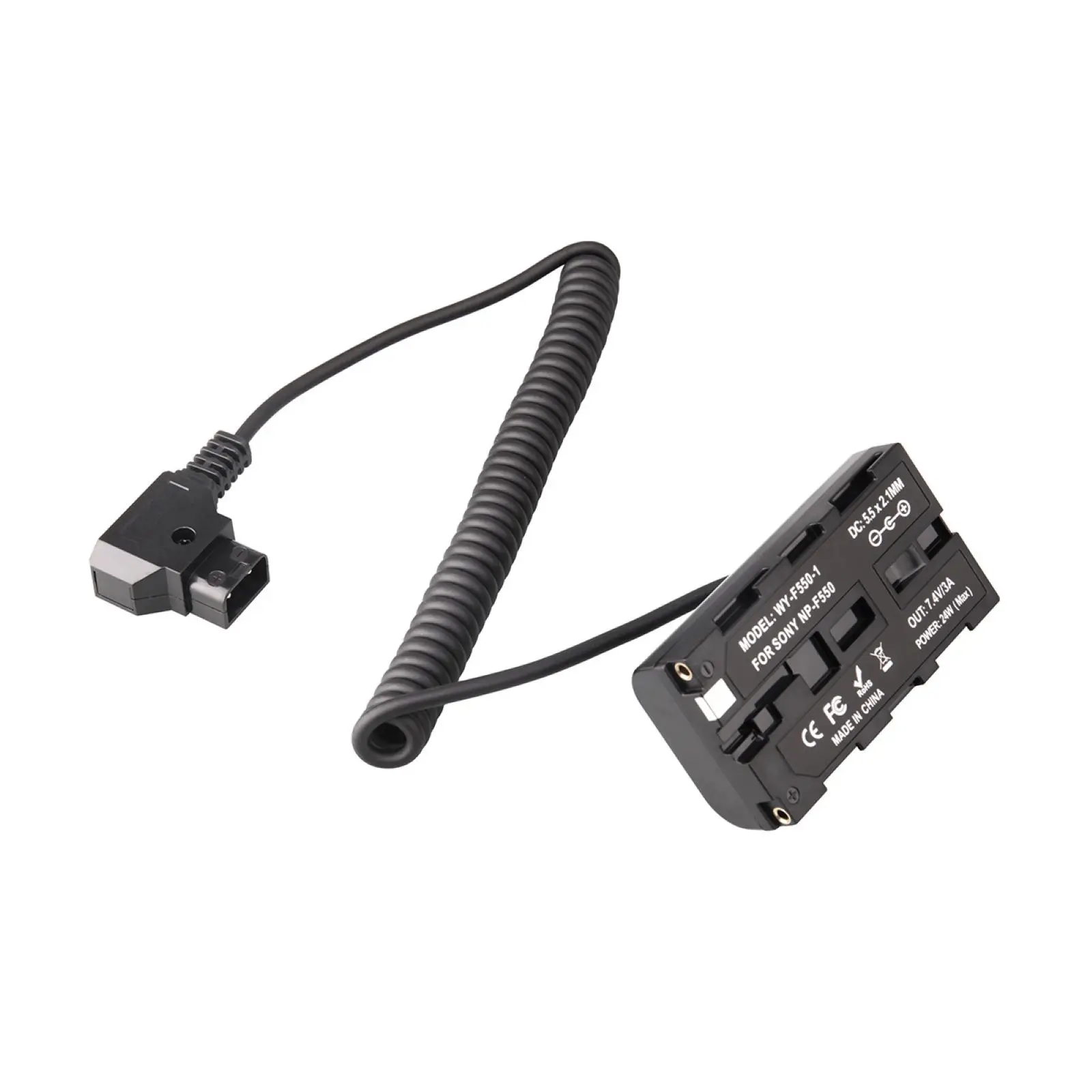 Imagem -02 - Bateria Fictício com D-tap Primavera Cabo de Alimentação Adaptador para Np-f Série Monitor Led Luz de Preenchimento Np-f550 F750 F970 1pc