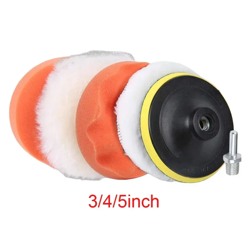 3/4/5 Inch Drill Car Polisher Wool Car Polishing Sponge Pads Kit Reusable Polishing Machine Wax Pads Buffing Waxing Clean Polish
