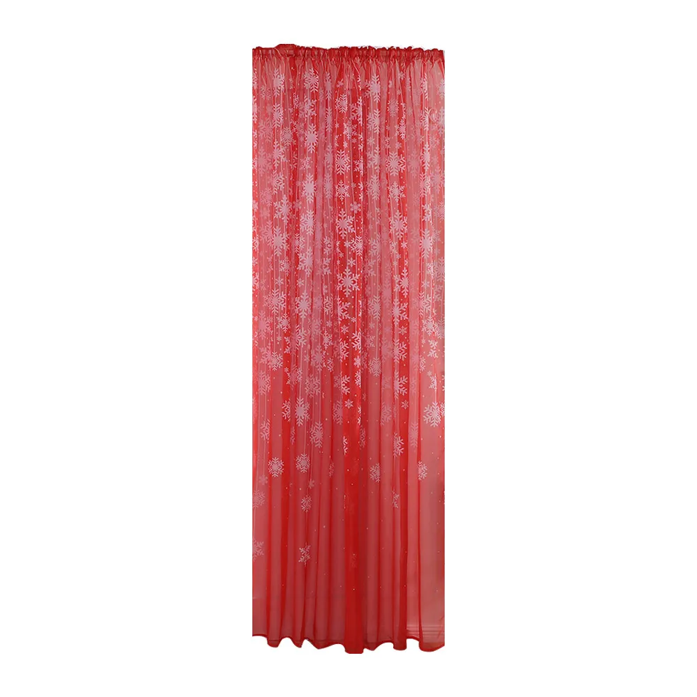 High quality Voile Curtain Washable Christmas Snowflake Curtain Tulle Window Voile Drape Valance