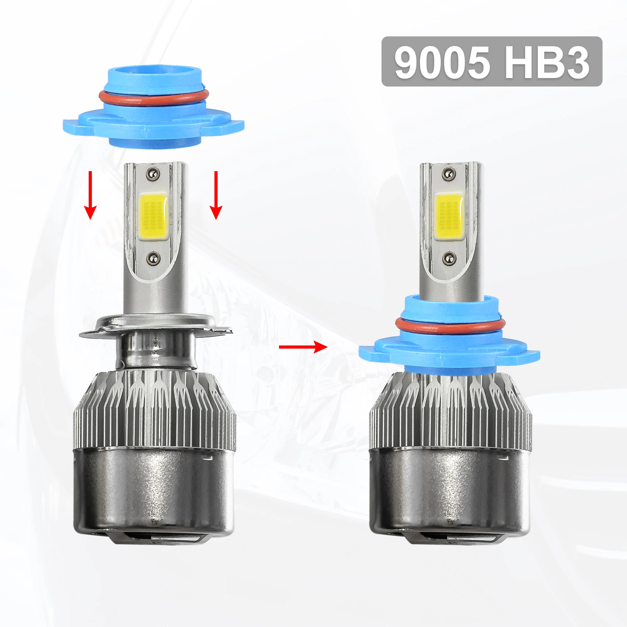 X Autohaux 2pcs 9005 HB3 LED Headlight Adapter Base Bulb Sockets Retainer Holder Universal for Car Blue