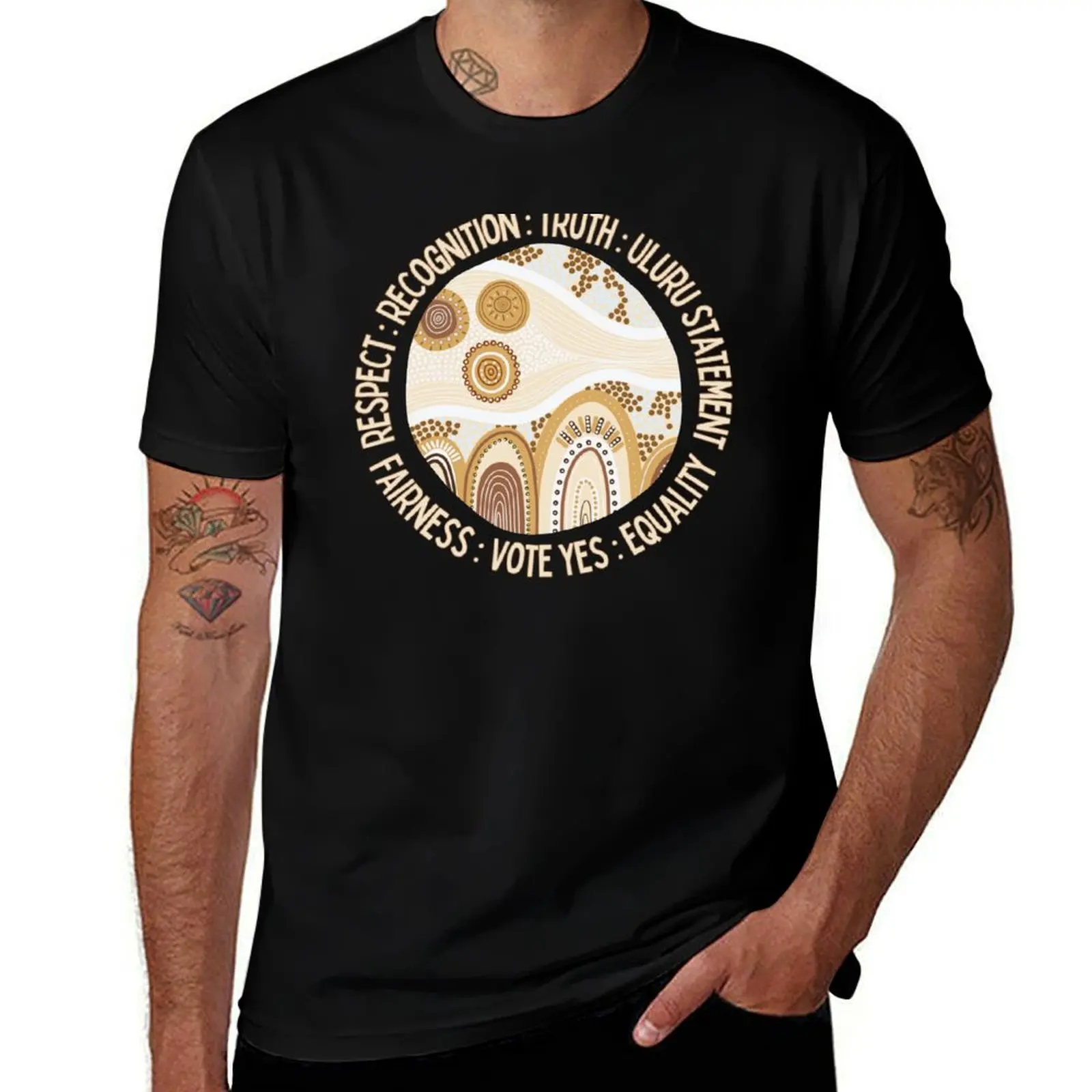 

Vote Yes - Respect Recognition Truth Uluru Statement T-Shirt man graphic t shirt t shirt for man 100 percent cotton