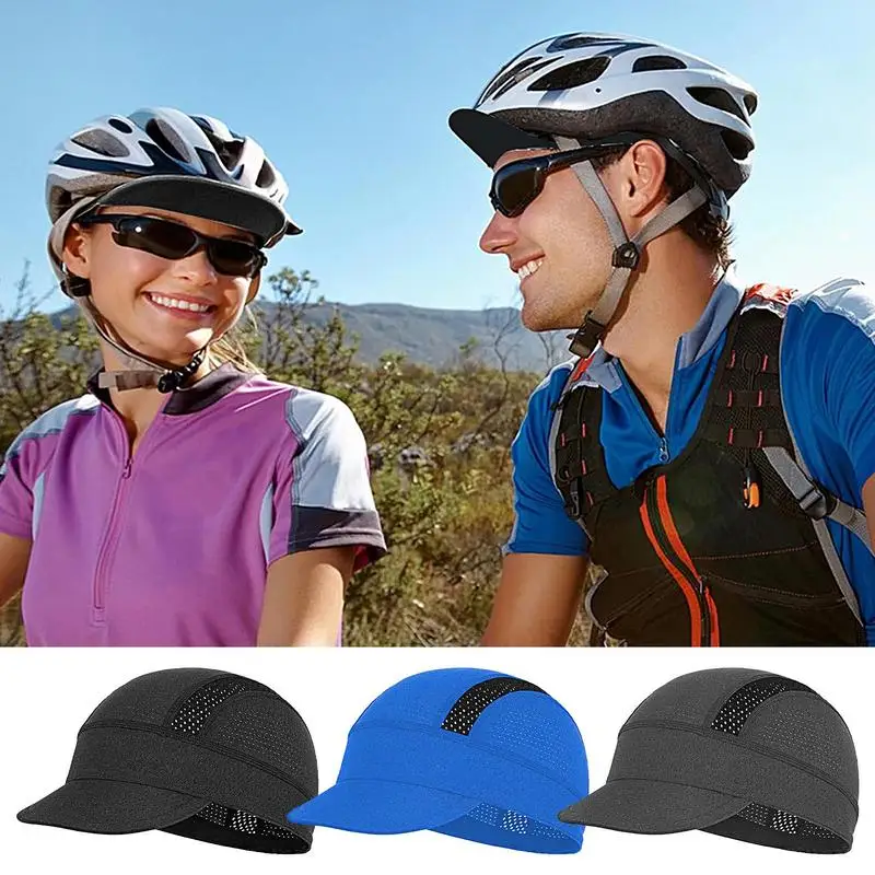 Gorros de ciclismo para hombre, gorros debajo del casco con visera de malla que absorbe el sudor, para correr, esquiar, acampar, entrenamiento de fútbol
