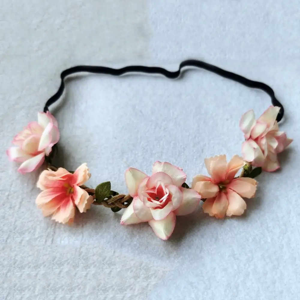 Handmade Flower Crown Simulated Flower Braided Wreath Flower Headbands Sweet Wind Flowers Elegant Design - view 2