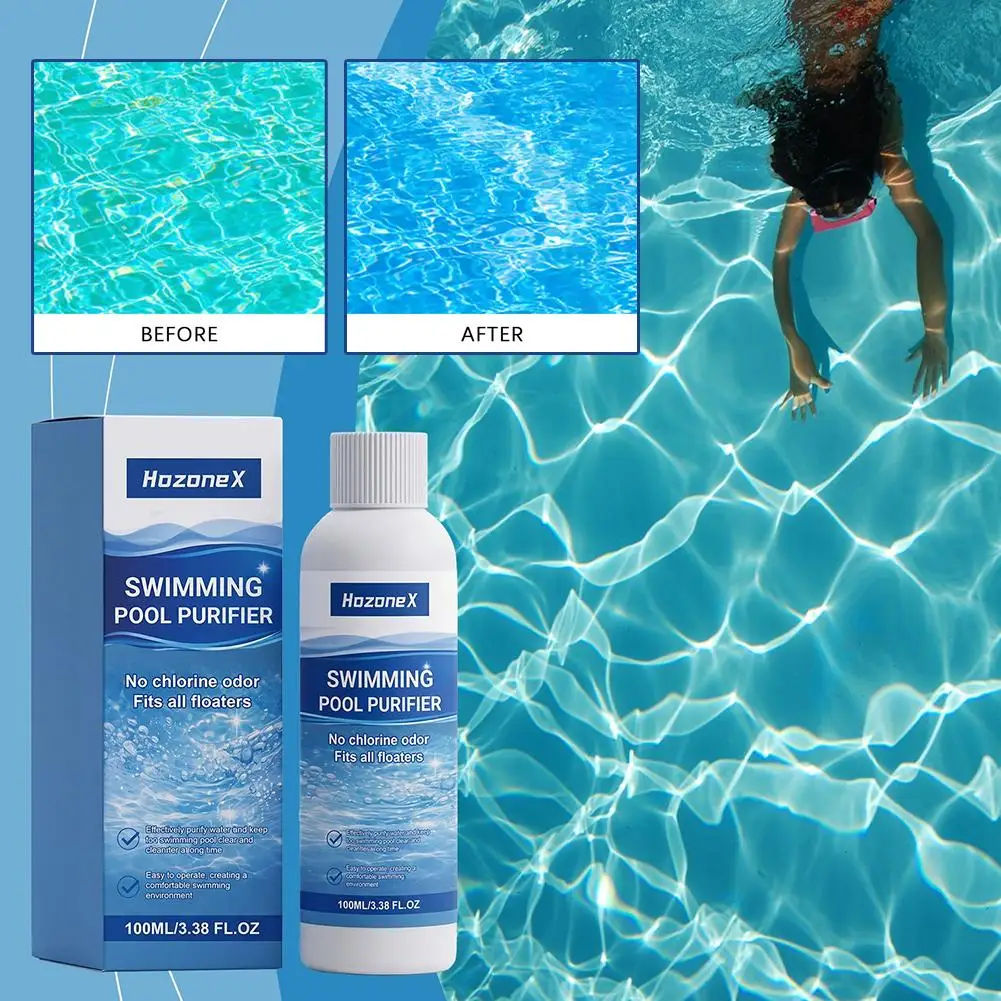 100Ml No Odor Liquid Pool Water Clarifier Fast Dissolving Powerful Cleaner for Hotel Swimming Pool Cleaning Solution