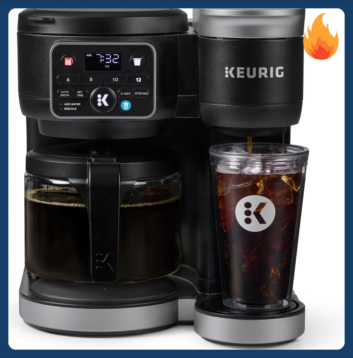 

[Скидка на цена! ]Кофеварка K-Duo Hot & Iced на одну порцию и графины, технология MultiStream, резервуар на 72 унции (Gen 2)