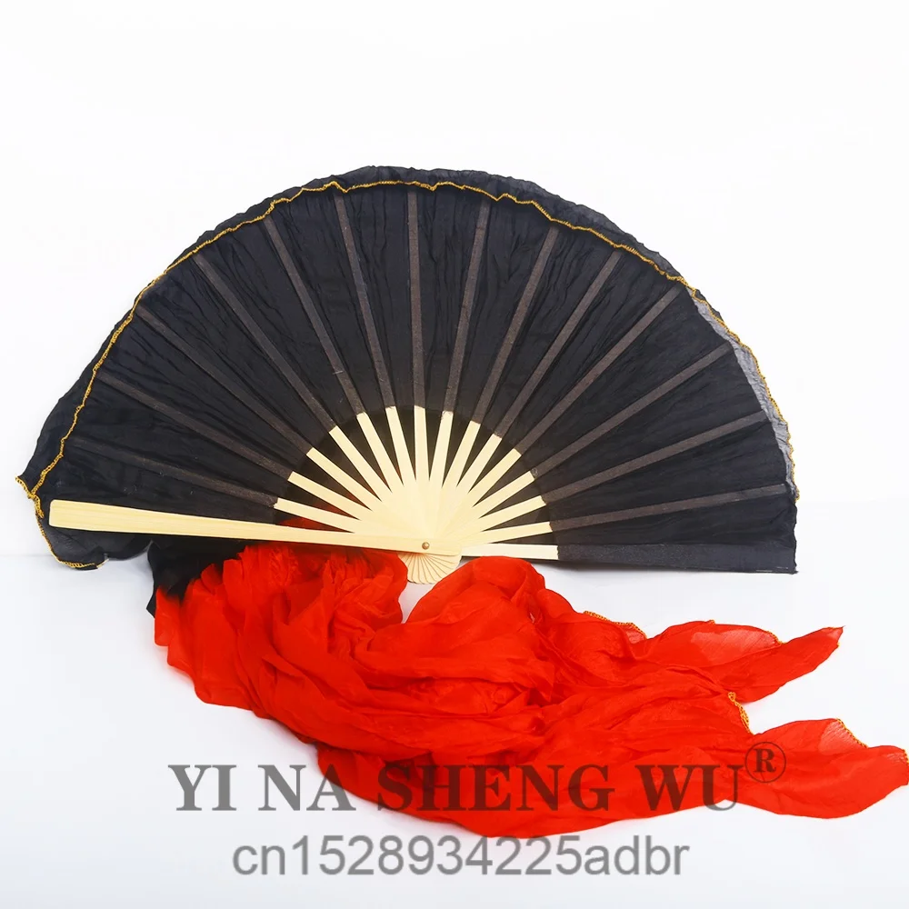 1 paire 100% vraie soie/Imitation soie danse du ventre ventilateur danse du ventre voile à la main teint soie danse ventilateur rouge noir soie ventilateurs voiles