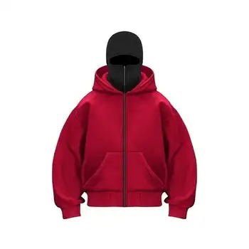 Unisex Plain Hooded Zip Up Sweatshirt Autumn Winter Ins Style Couple Matching Pullover Jacket