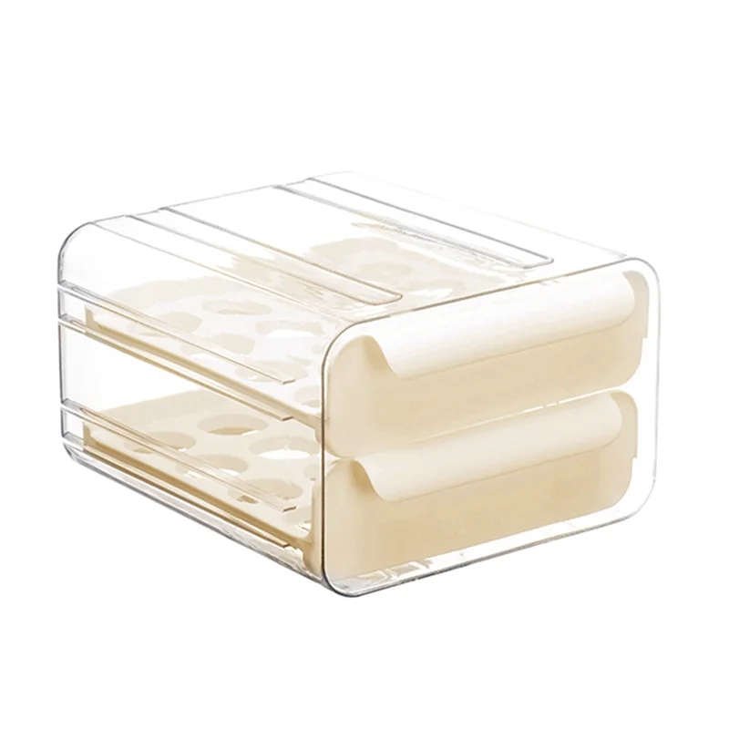 2 Tier 32 Drawer Egg Storage Box Plastic Kitchen Refrigerator Container Organizer Egg Tray TrayT99C