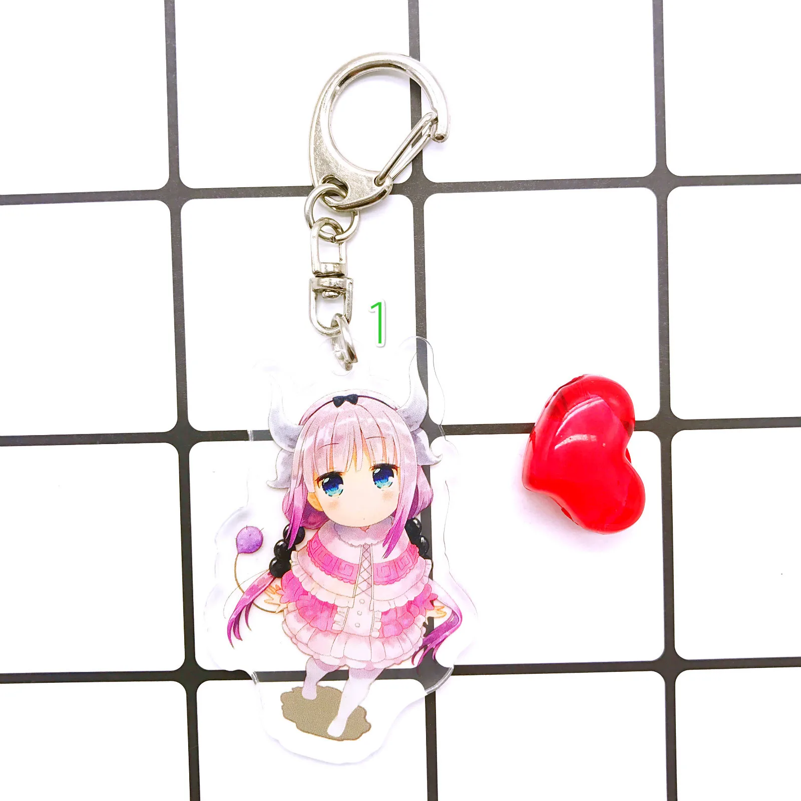 Anime Miss Kobayashi's Dragon Maid Tohru KannaKamui Cosplay Costume Key Pendant Props Acrylic Keychain Keyring