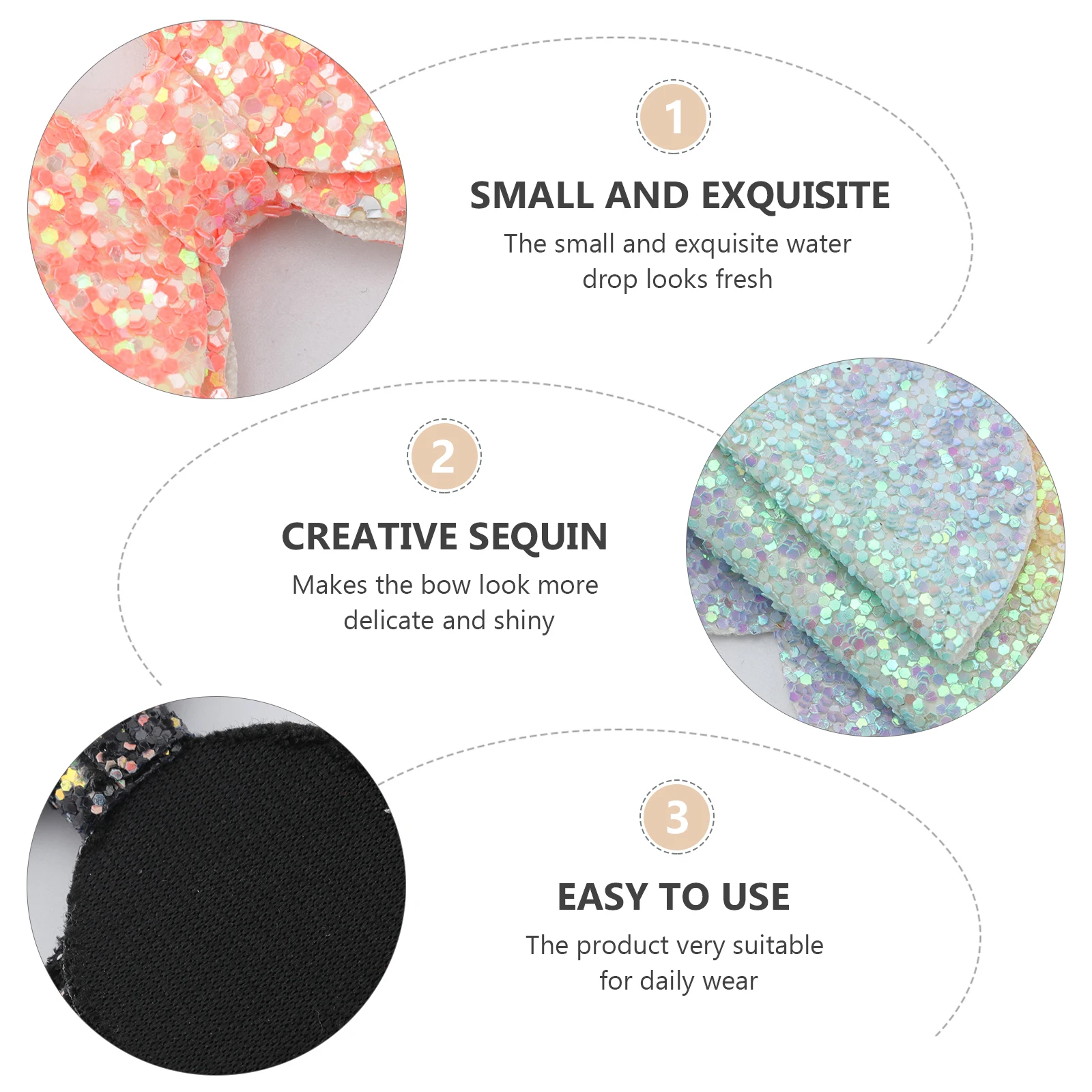 

6pcs Handmade Sequined Bows Kids Hairpins Bowknot Clips Hair Ornaments For Girls Durable Comfortable Hair Accessories