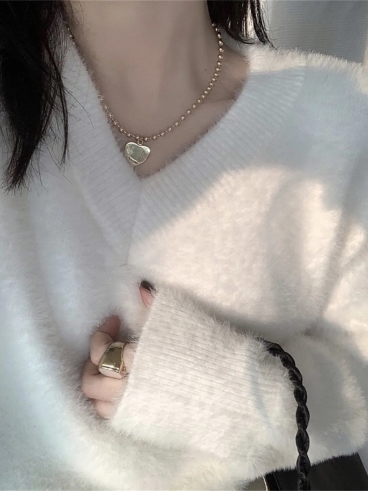 Gabriel Luxury Thi Large Size  Color Sweater Mink Fur Commute Sle Long Sve round Ne Regular Thin Winter