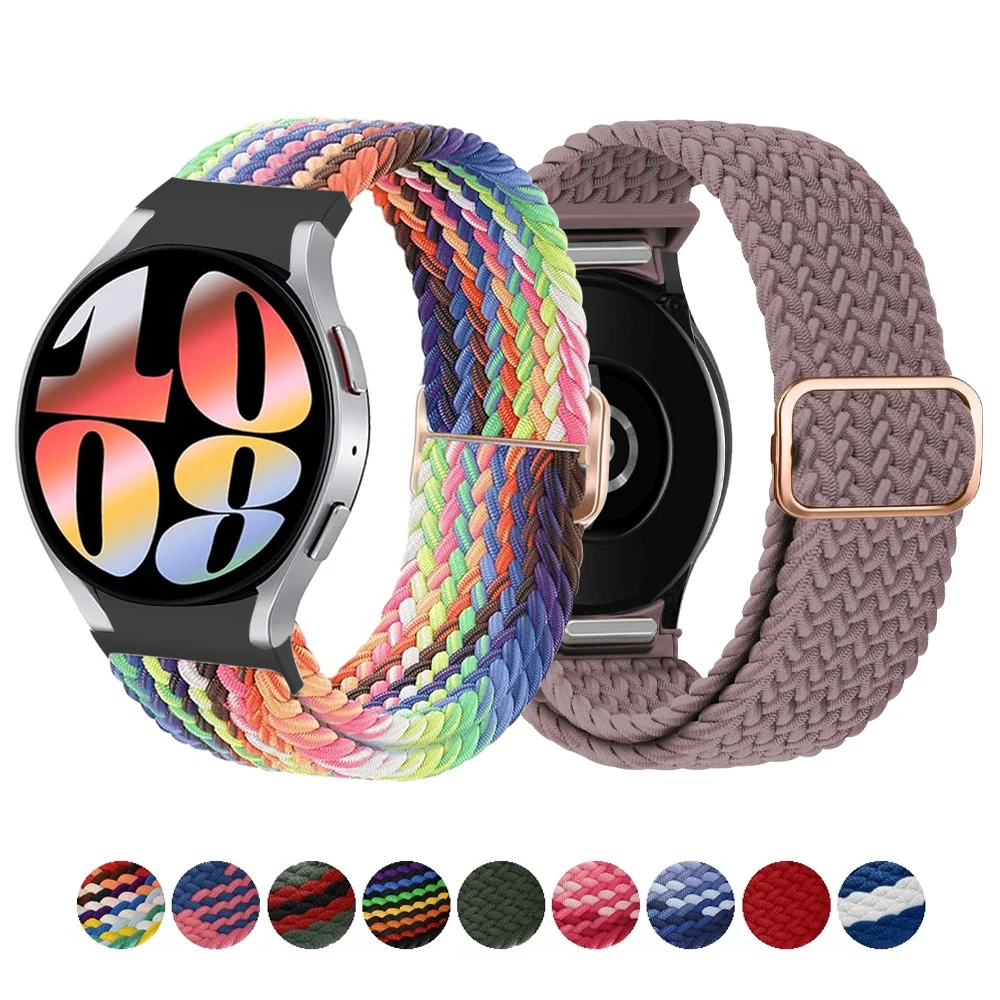 Pasek do Samsung Galaxy Watch 7 FE 5 Pro 4 6 classic 44mm 40mm bez luk Nylonowa pleciona bransoletka sportowa correa Galaxy Watch 7 Strap