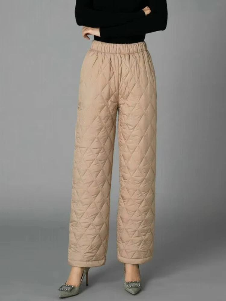 Winter Women's Down Cotton Pants Thicked Thermal Quilted Cotton Trousers Middle Aged Elderly Mama Warm Sweatpants Women Clothes