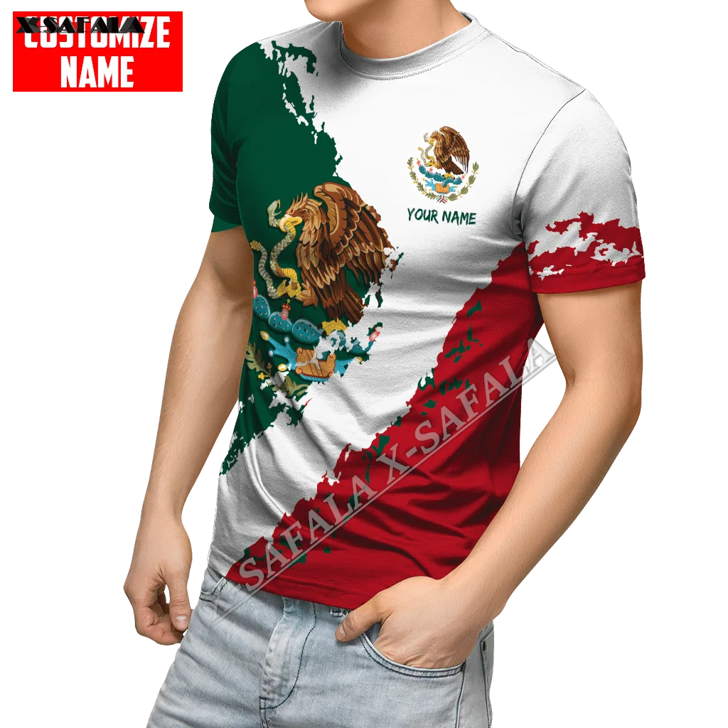 Camo Mexico Custom Eagle Flag 3D Full Print Men Unisex T-Shirt Tops Tees Short Sleeve Casual O Neck Milk Fiber Baby-Skin-Feeling