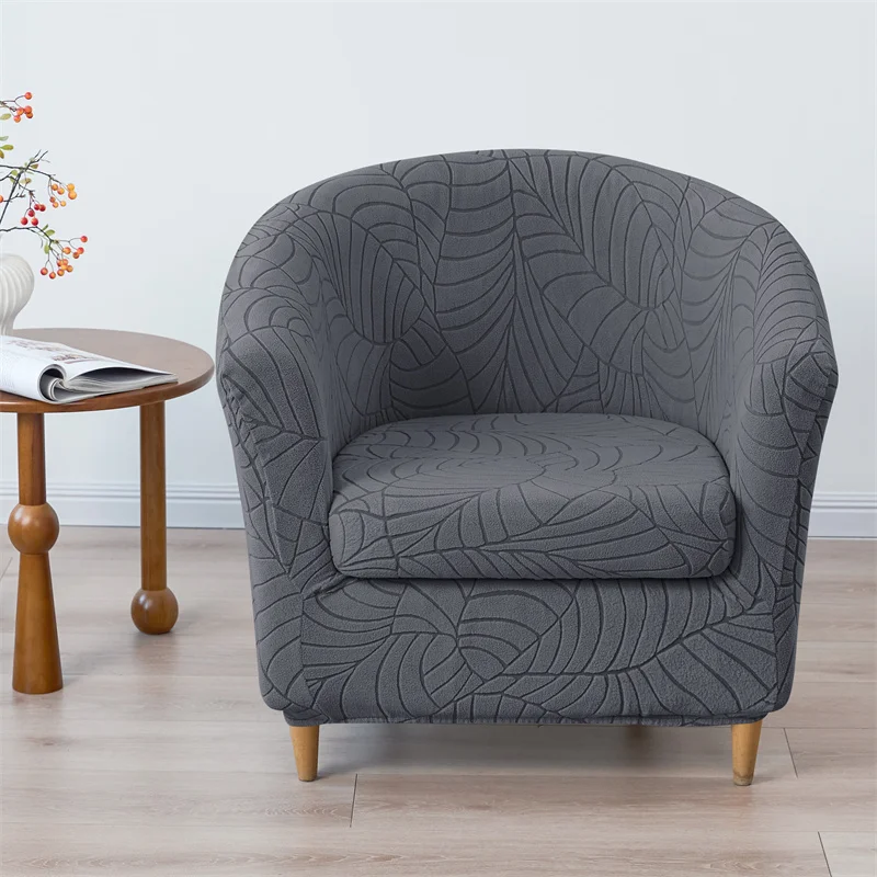 Solid Color Club Armchair Cover Stretch Tub Chair Cover Anti-dirty Jacquard Sofa Slipcover Removable for Home Bar Counter