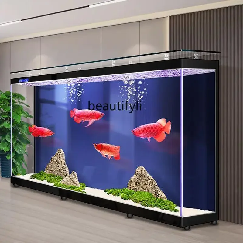 Super large goldfish tank living room home back filter against the wall intelligent water-free floor aquariumAA