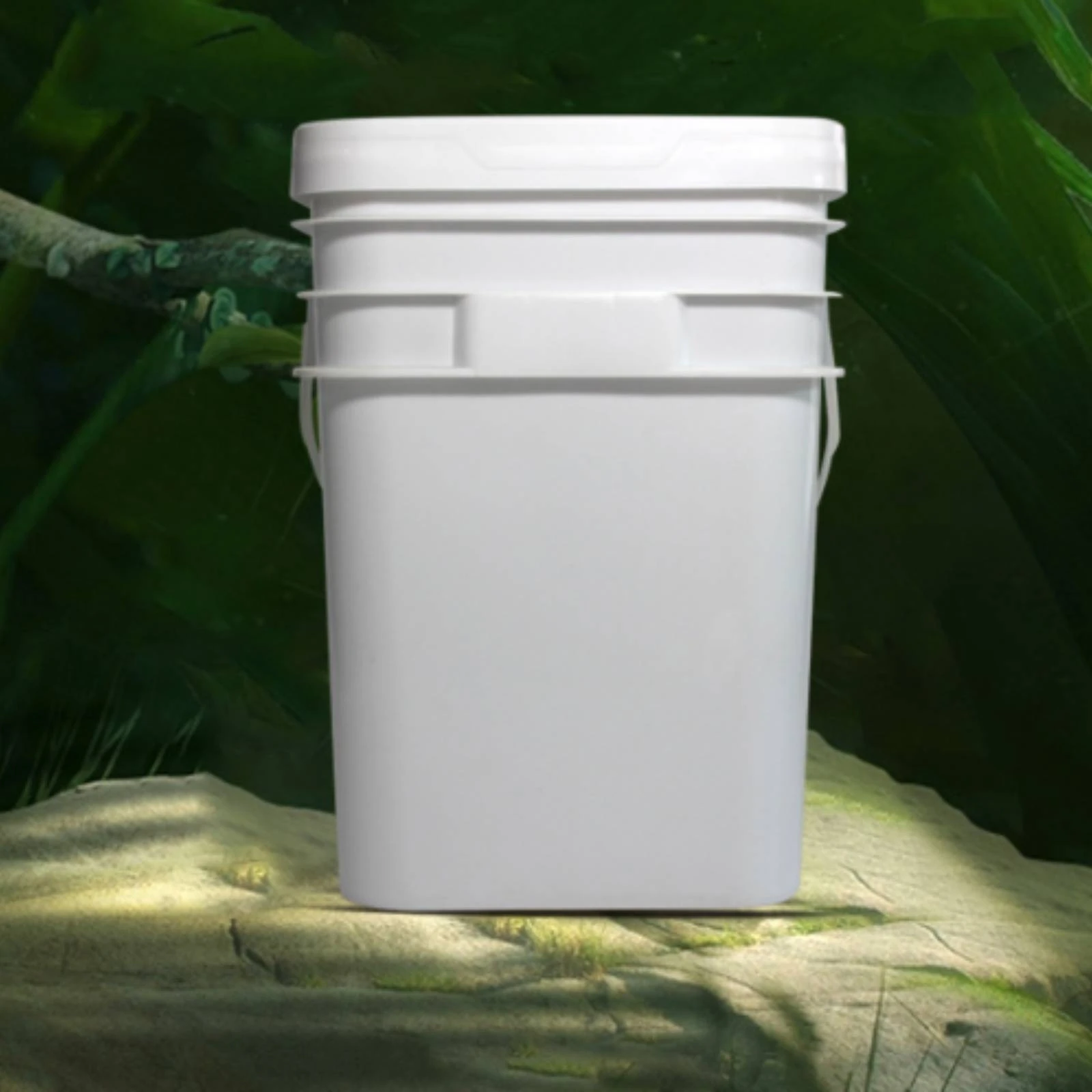 Square Pail Reinforced Bands Plastic Pail Pail Tapered Shape Household Container White - view 3