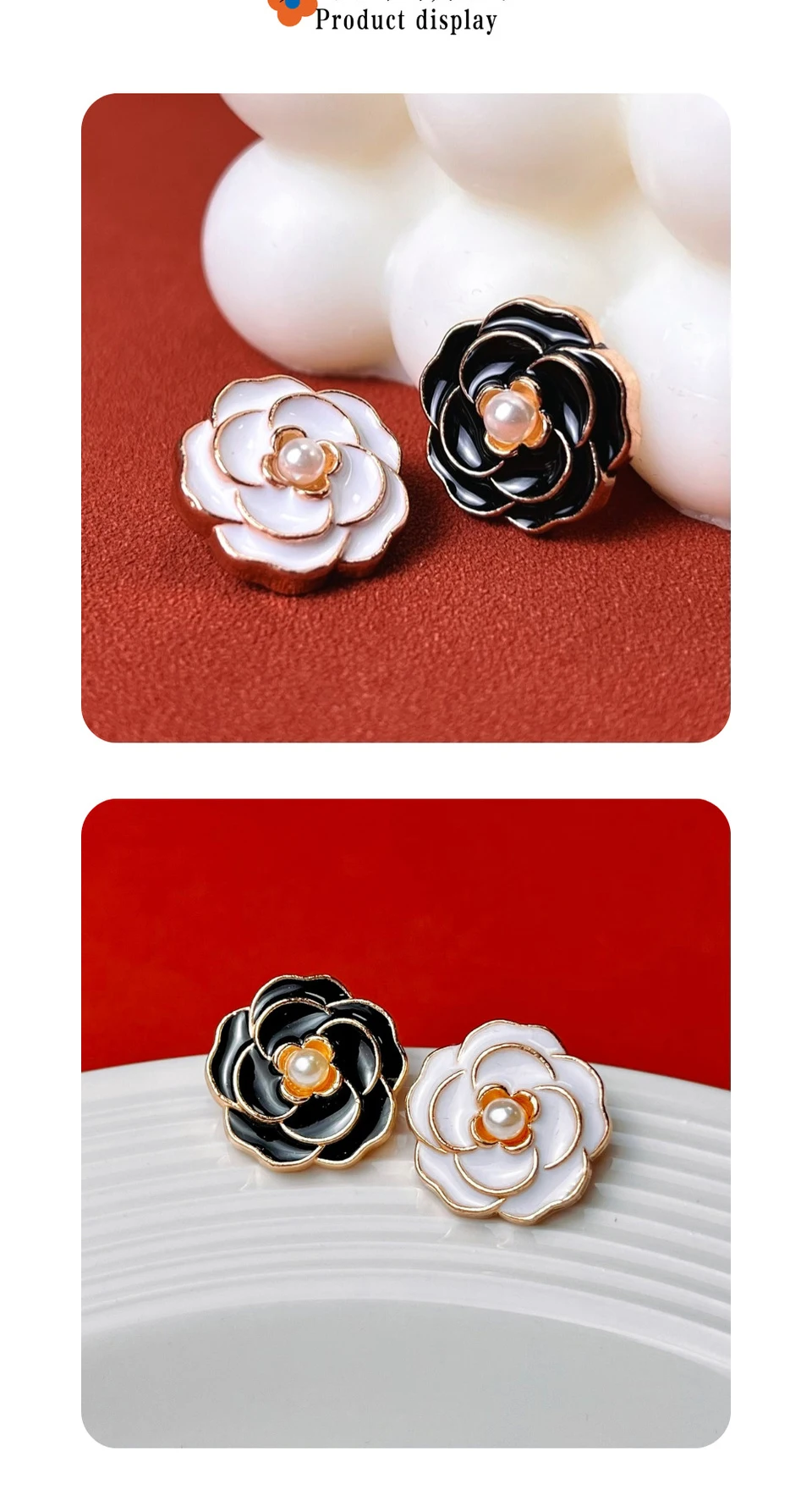 10 Stück Metallknöpfe, Kleidungszubehör, Blumenförmige Knöpfe für Kleidung, DIY-Bastelzubehör, Nähzubehör, mit Perlen verzierte Dekoknöpfe – Detail 1