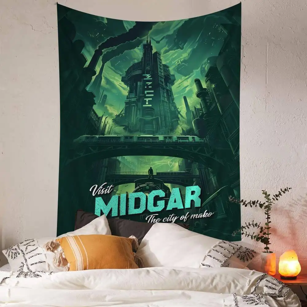 F-Final F-Fantasy سلسلة الألعاب معلقة البوهيمي نسيج معلق التارو الهبي جدار السجاد النوم جدار الشنق ديكور المنزل #5