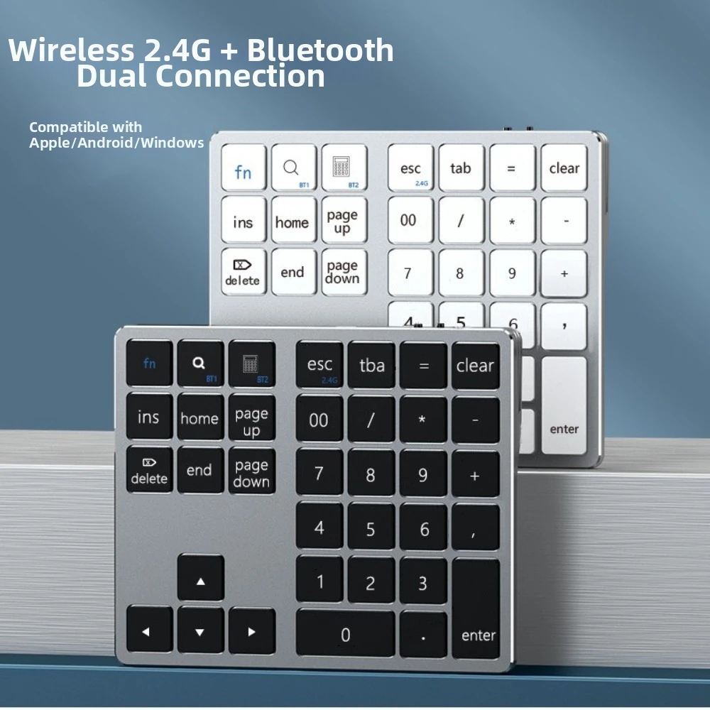 2.4Ghz Wireless Numeric Keypad Bluetooth Dual Mode K35 Model Dual Mode Keypad USB C Rechargeable for for Windows Android iOS