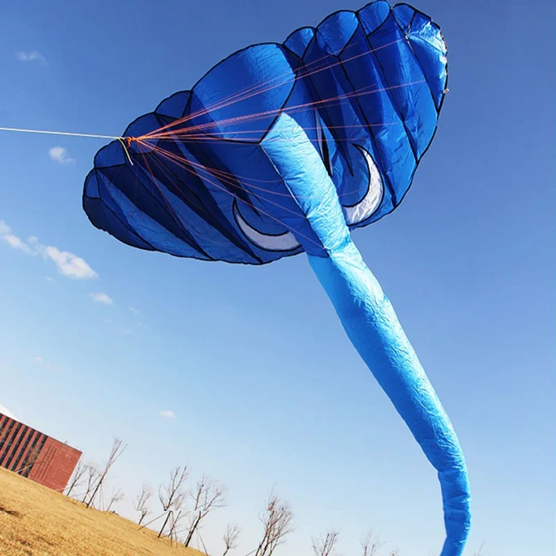 Blue Elephant 5.5-meter Soft Kite Comes with 200M Cable Wheel Outdoor Beach Special Kites Easy To Fly and Tear Proof Storage Bag