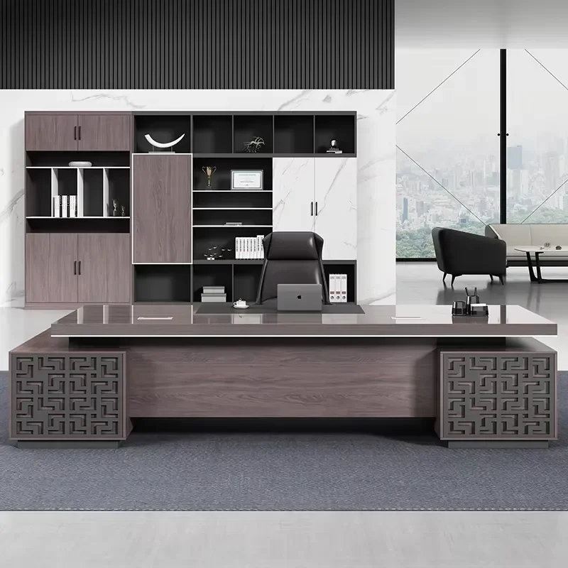 Modern Wooden Boss Desk Luxury Commercial Office Table Multi Color Customizable Executive Furniture