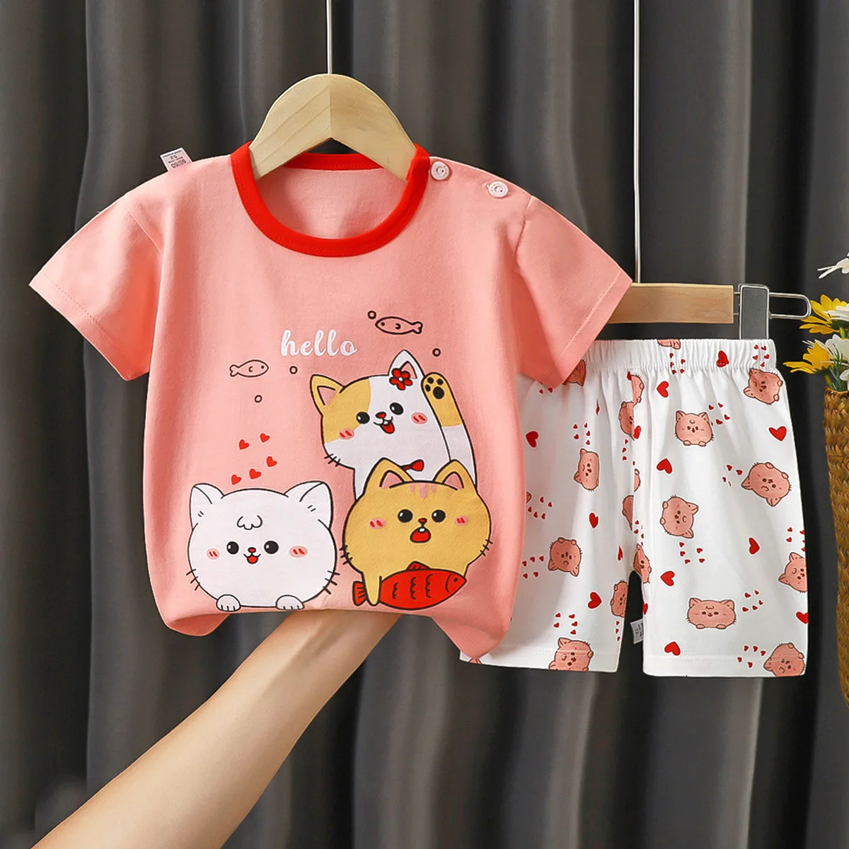 Summer Baby Girl clothes Set Cartoon short sleeve cotton girls Outfits for 0-3year Kids Clothes