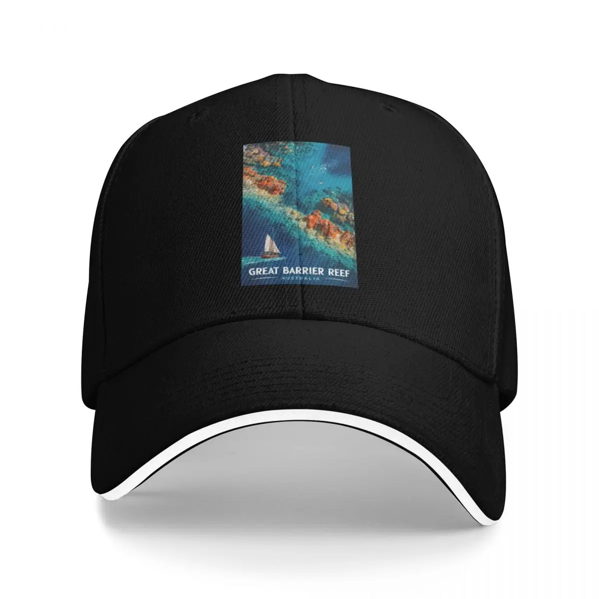 

Vintage travel poster - Retro Great Barrier Reef Australia Baseball Cap Hat Man Luxury Golf Wear Funny hats Women's Men's