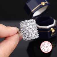 Luxurious 925 Sterling Silver Ring for Women Stylish Party Jewelry Full of Diamond Zircon Rings Engagement Rings Classic Gifts