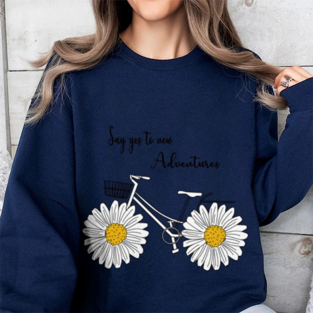 Say Yes To New Adventures Trendy Graphic Sweatshirt Cusal Sweatshirt Trendy Long Sleeve Shirt Comfort Colors Unisex Sweatshirt