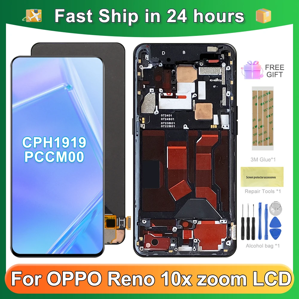 

Для OPPO 6,6 ''Reno 10x zoom для Reno10x zoom CPH1919 PCCM00 LCD дисплей кодирующий преобразователь сенсорного экрана в сборе Замена