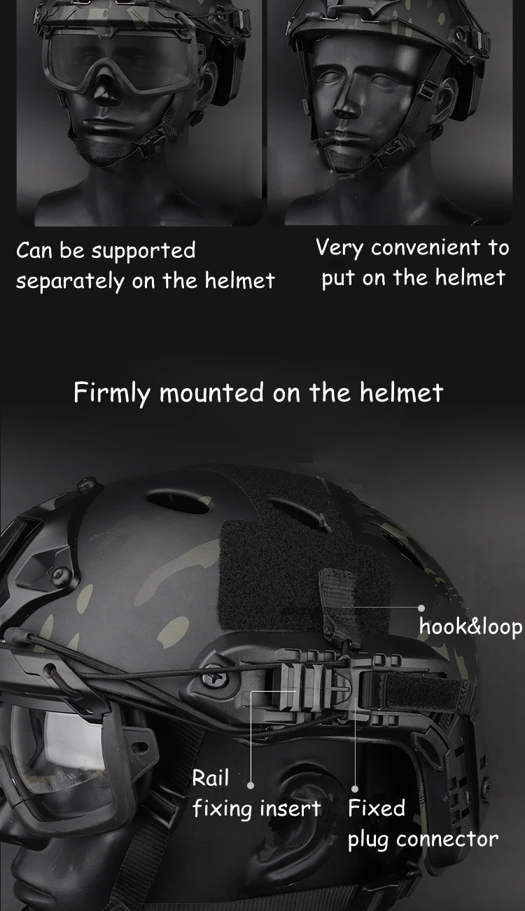 Tactical Glasses 2 Modes Airsoft Goggles Riding Eye Protection for Hiking Paintball Hunting Shooting Eyewear for FAST Helmets