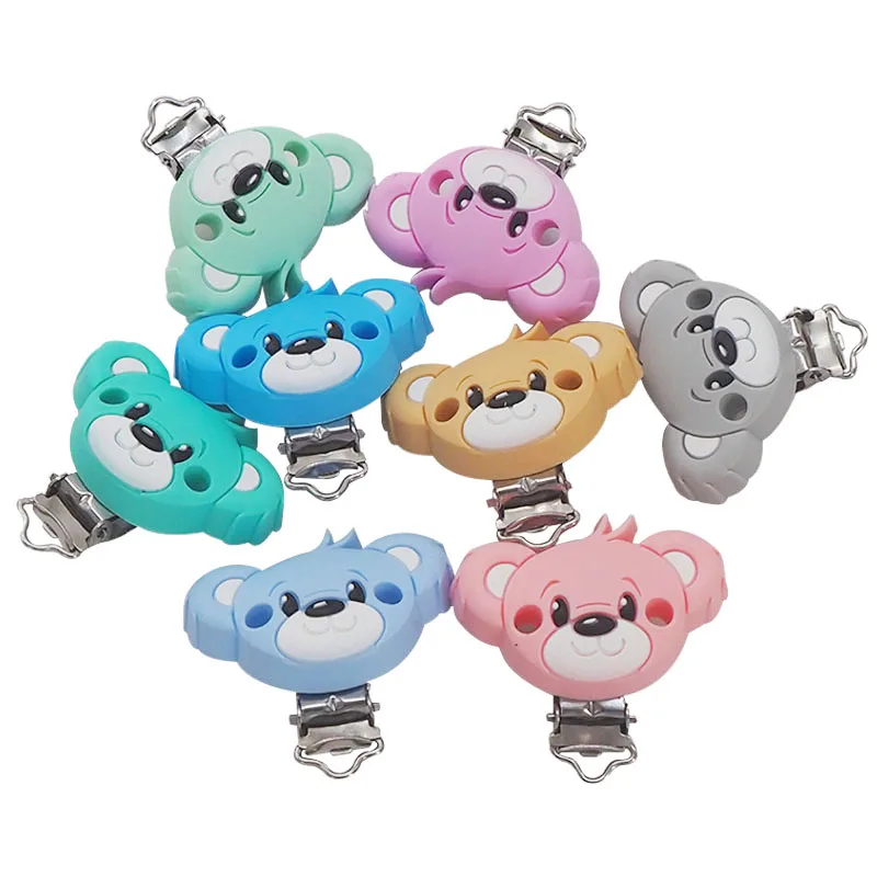 Chenkai 20PCS Cute Bear Silicone Pacifier Clip Animals Holder Teethers For DIY Baby Nursing Soother Clips Chains Accessories