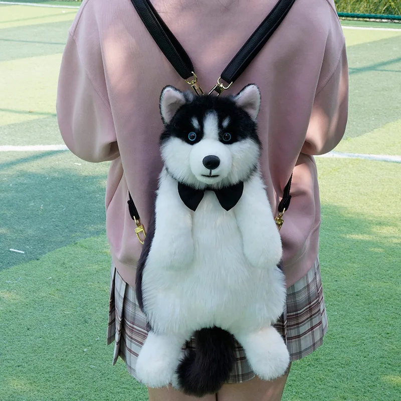 5435 Realistic Husky Dog Backpack - Adjustable Strap Plush Backpack Amazon.com: Cute Husky Dogs Animal Small Backpack for Women  main image 4