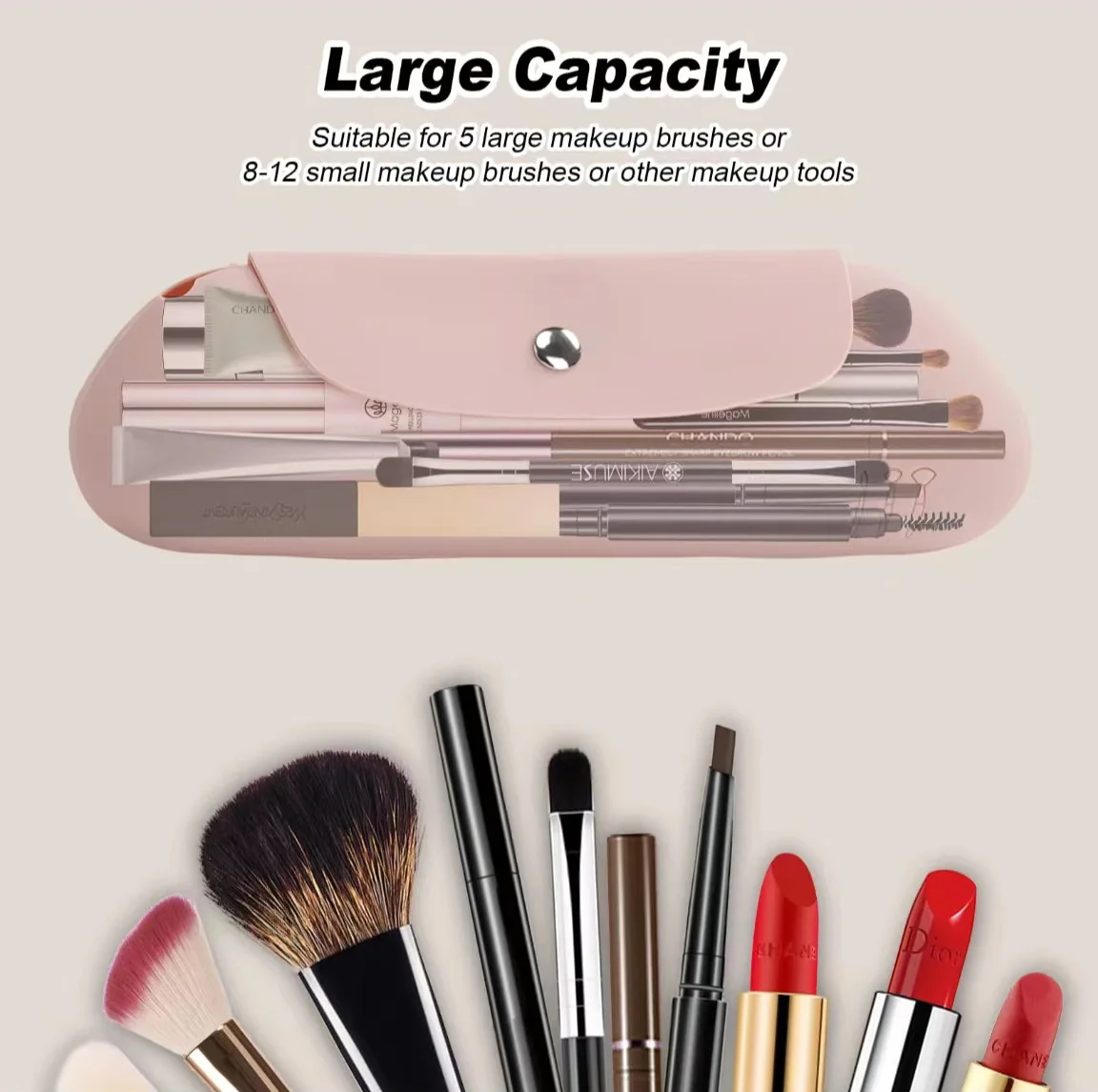 Silicone Makeup Brush Storage Bag Travel Cosmetic Brush Makeup Sponge Organizer Pouch Beauty Make Up Tools for Women